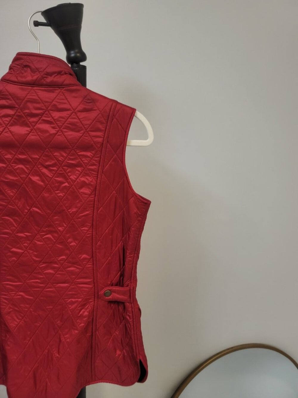 Barbour Wray Gilet Women’s Red Quilted Vest Fleece Lined Full Zip Size US-4 - Picture 5 of 8